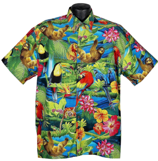 Rainforest Toucan and parrot Hawaiian shirt